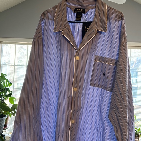 🎄🎁NWT Polo Ralph Lauren Big & Tall Blue Andrew Stripe Men's Pajama Top size 3X - Picture 1 of 3